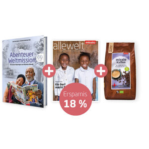 Abo Plus - Buch "Abenteuer Weltmission" + Jahresabo allewelt + Missio Kaffee (Ausland)