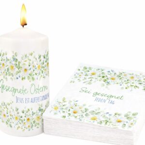 Servietten und Kerze "Gesegnete Ostern"